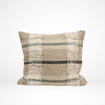 100% Linen Cushion - Checked Stripe