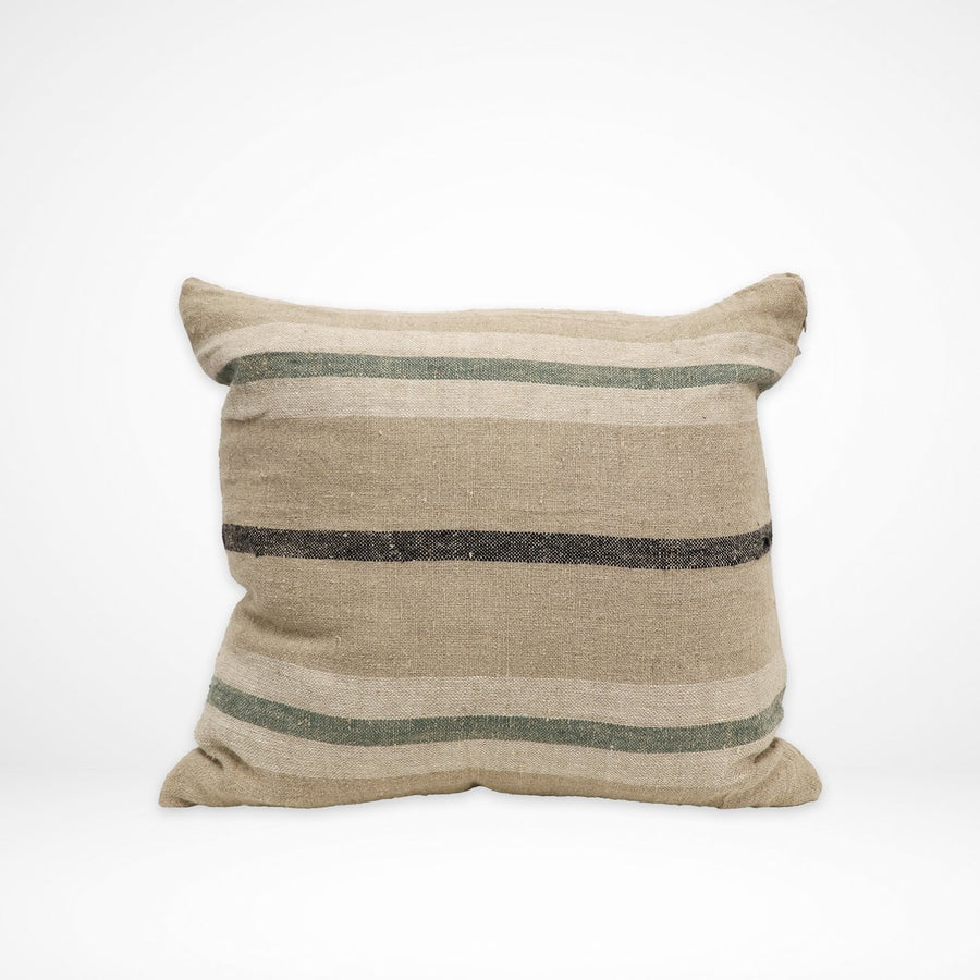 100% Linen Cushion - Checked Stripe