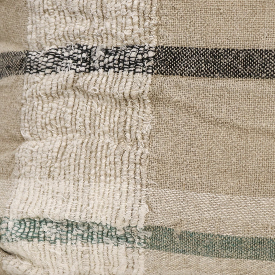 100% Linen Cushion - Checked Stripe