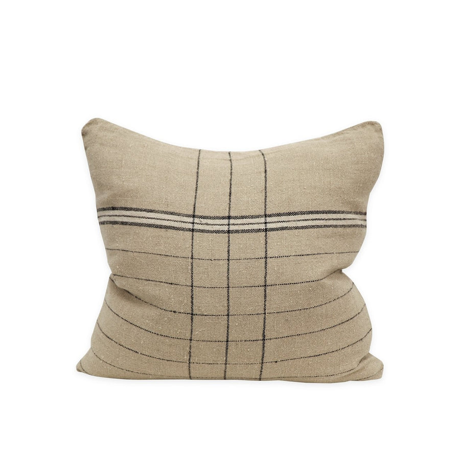 100% Linen Cushion - Grid Stripe