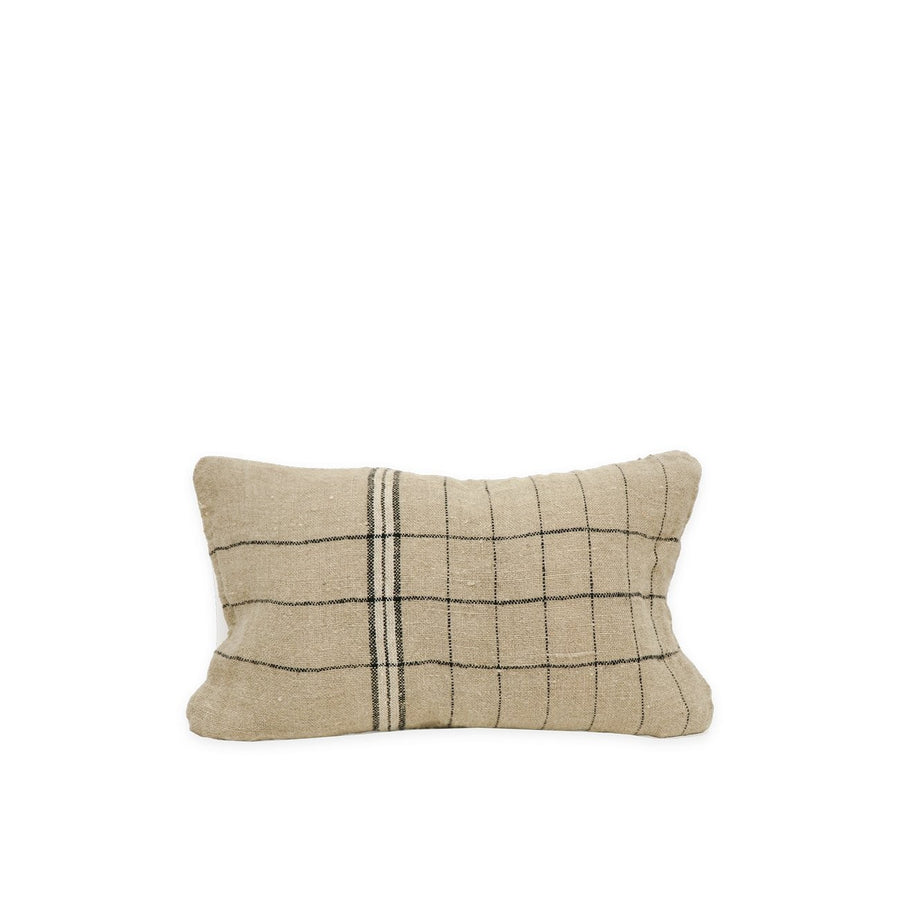 100% Linen Rectangular Cushion - Grid Stripe