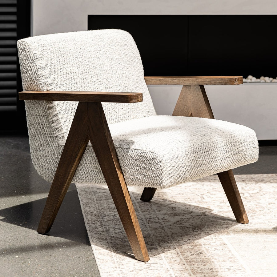 Angular Ashwood Armchair - Cream