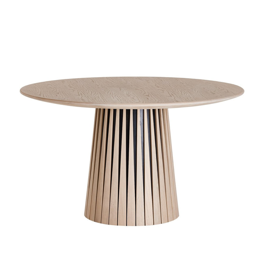 Arcadia Round Oak Pedestal Dining Table 130cm - Brushed Light Grey