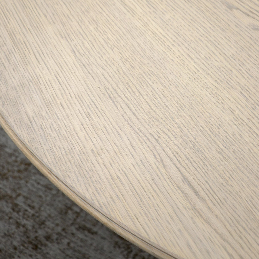 Arcadia Round Oak Pedestal Dining Table 130cm - Brushed Light Grey