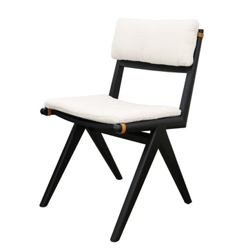 Ash Angled Leg Dining Chair With Removable Cushions - Black