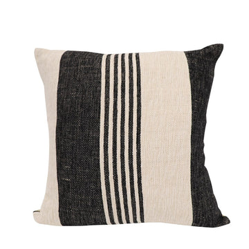 Asymmetry Striped Cushion - Natural & Black