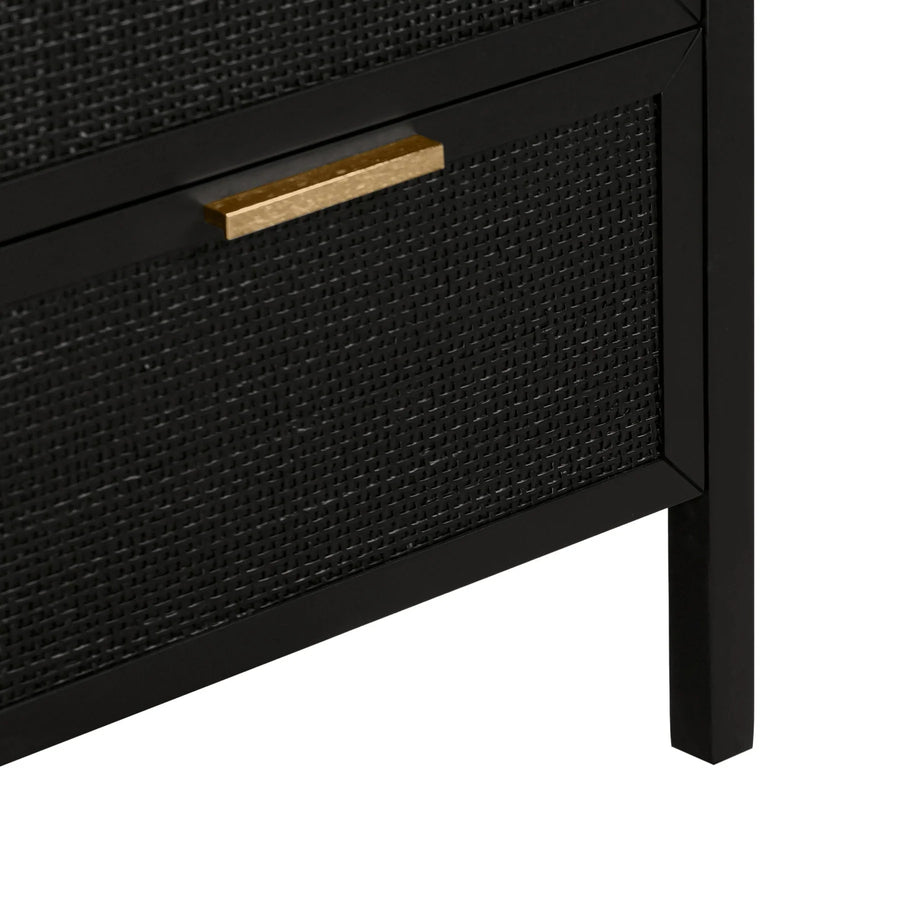 Black Rattan Drawer Dresser