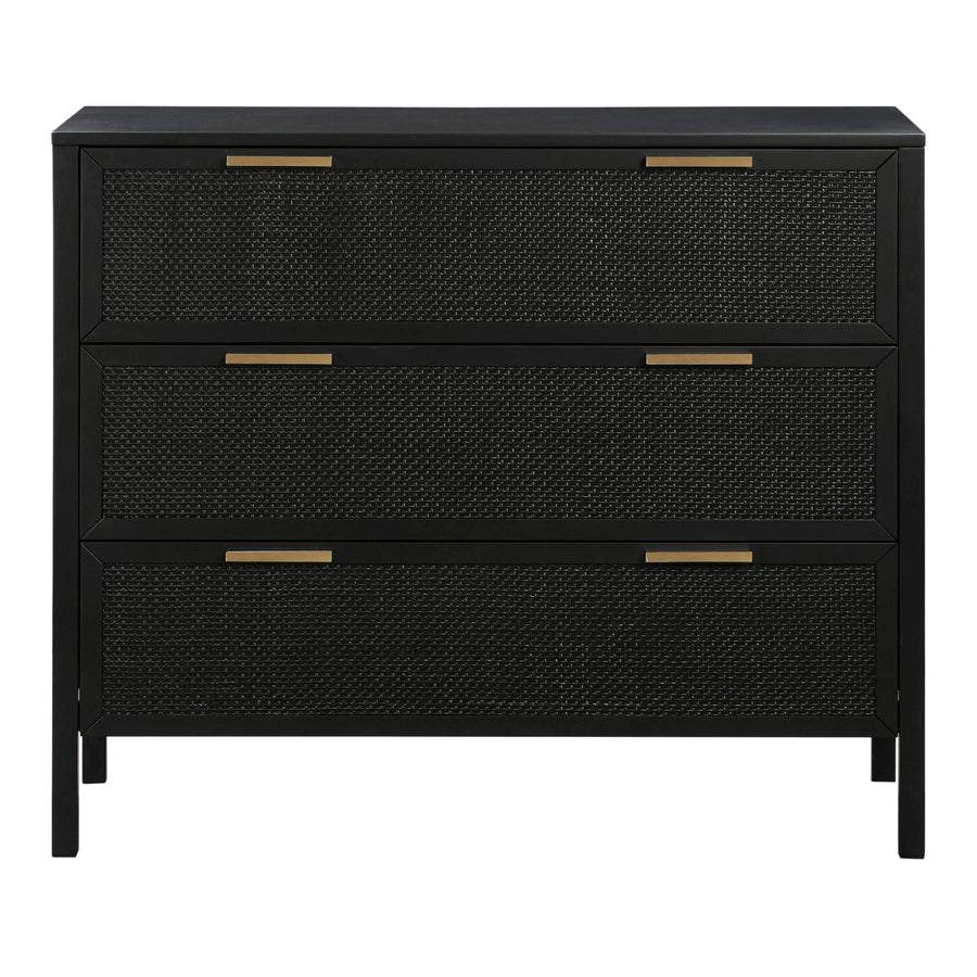 Black Rattan Drawer Dresser