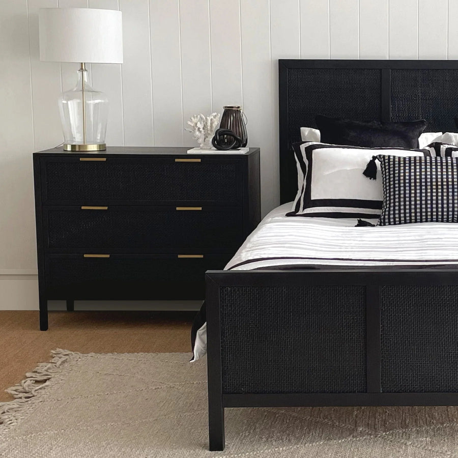 Black Rattan Drawer Dresser