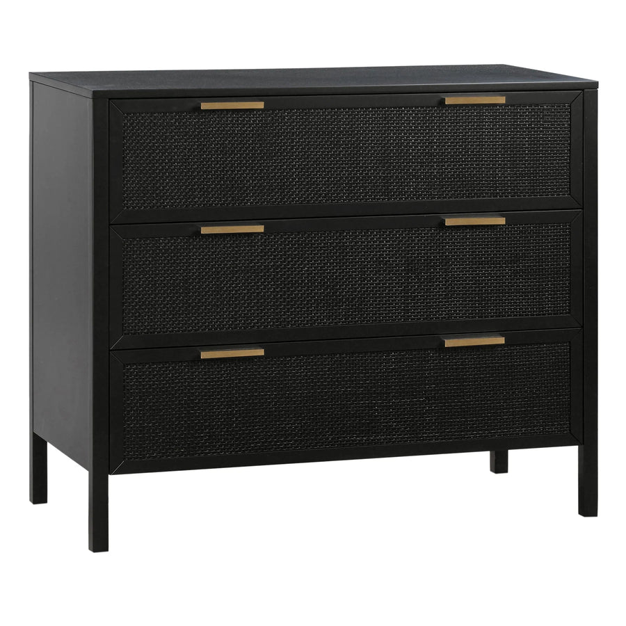 Black Rattan Drawer Dresser