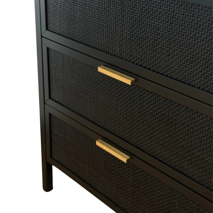 Black Six Rattan Drawer Dresser