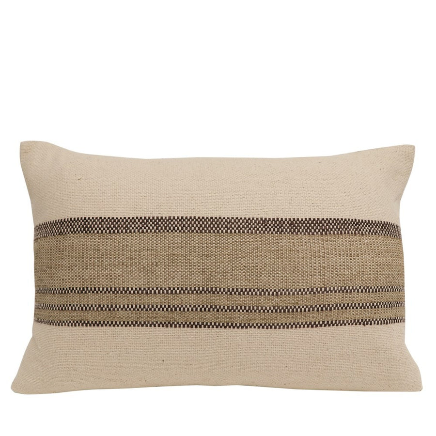 Broad Horizontal Stripe Rectangular Cushion - Natural