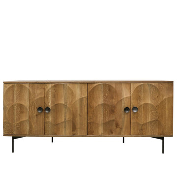 Carved Oak Four Door Sideboard -  Caramel