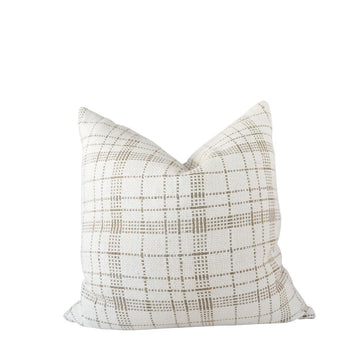 Cotton Check Cushion - Cream & Fawn