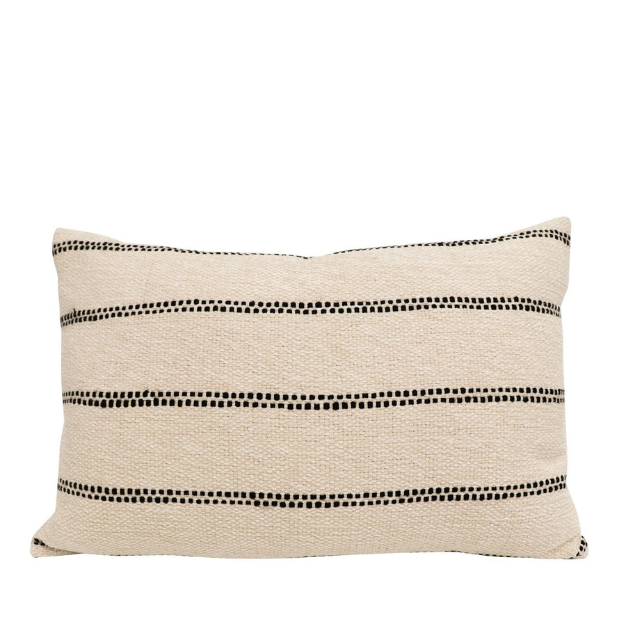 Double Dotted Stripe Rectangular Cushion - Natural