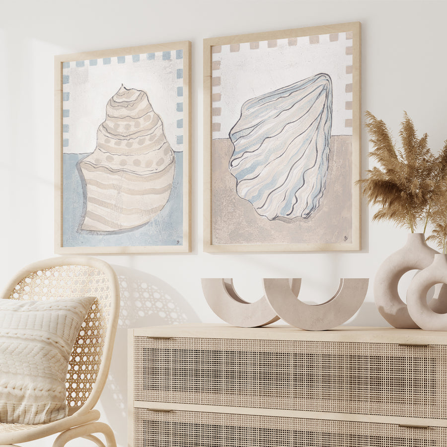 Fine Art Prints Set of 2 - Shells Blue Duo