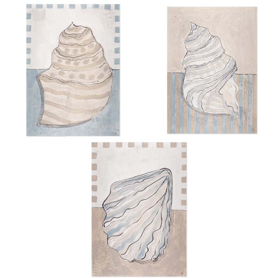 Fine Art Prints Set of 3 - Shells Blue Trio