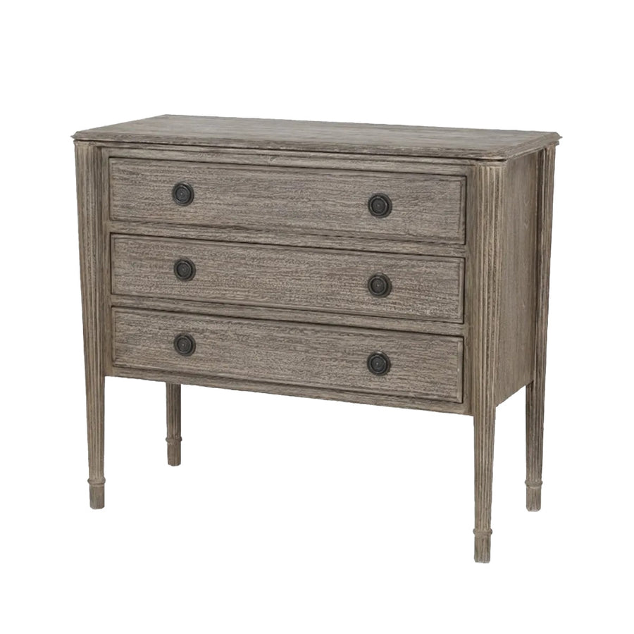 French Country Raised Chest of Three Drawers