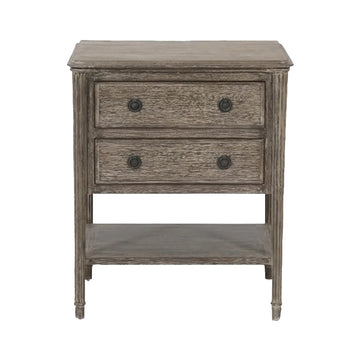 French Country Raised Two Drawer Bedside Table