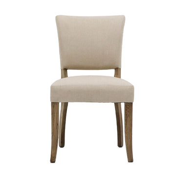 French Style Stud Detail Dining Chair - Natural & Cream