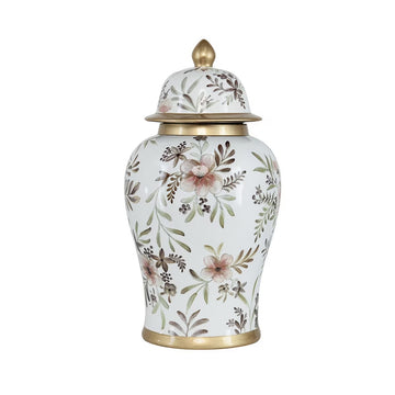 Gold Accent Floral Ginger Jar 45cm