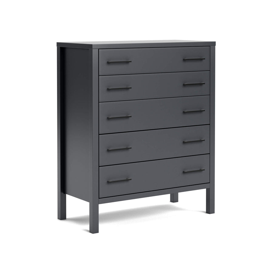 Hahei Bespoke Five Drawer Pine Tallboy - Charcoal