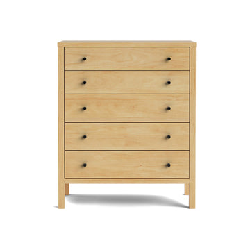 Hahei Bespoke Five Drawer Pine Tallboy - Light Oak