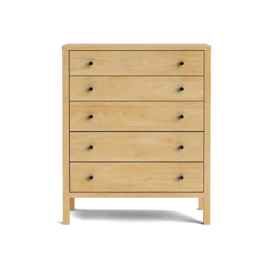 Hahei Bespoke Five Drawer Pine Tallboy - Light Oak