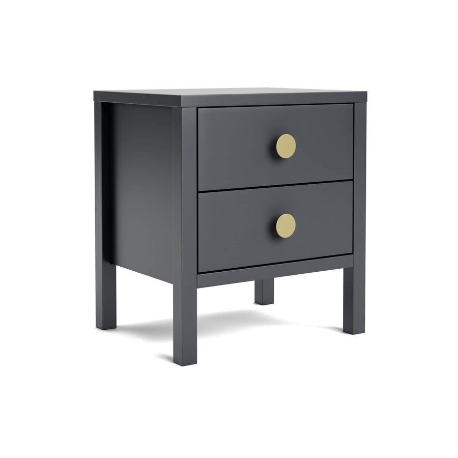 Hahei Bespoke Two Drawer Pine Bedside Table - Charcoal