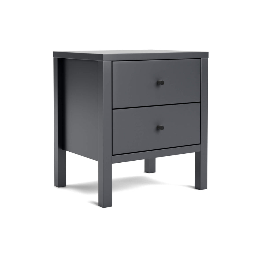 Hahei Bespoke Two Drawer Pine Bedside Table - Charcoal