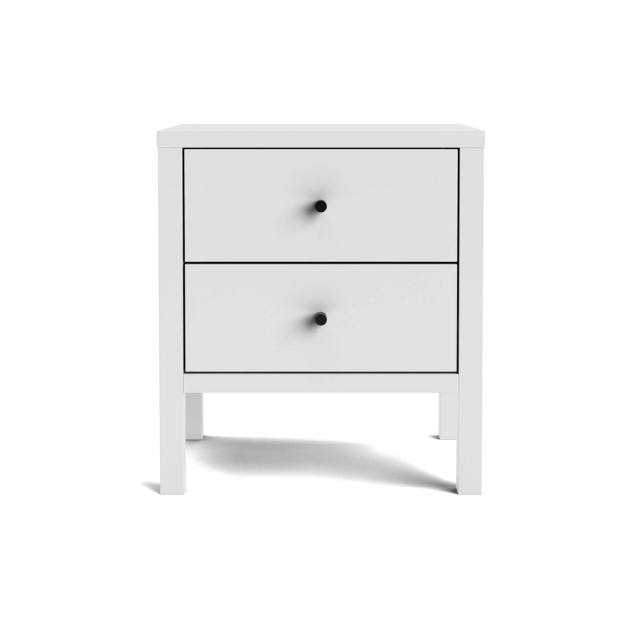 Hahei Bespoke Two Drawer Pine Bedside Table - White