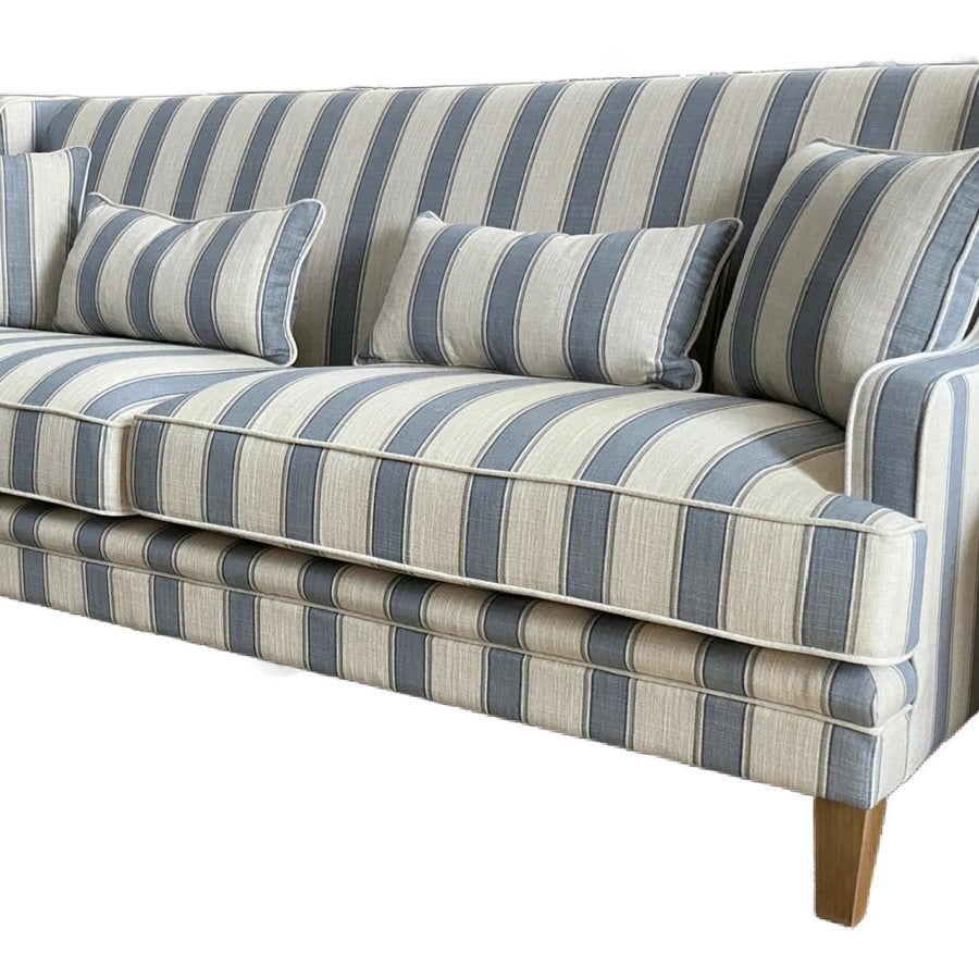 Hamptons Blue Sky Stripe Three Seater Couch