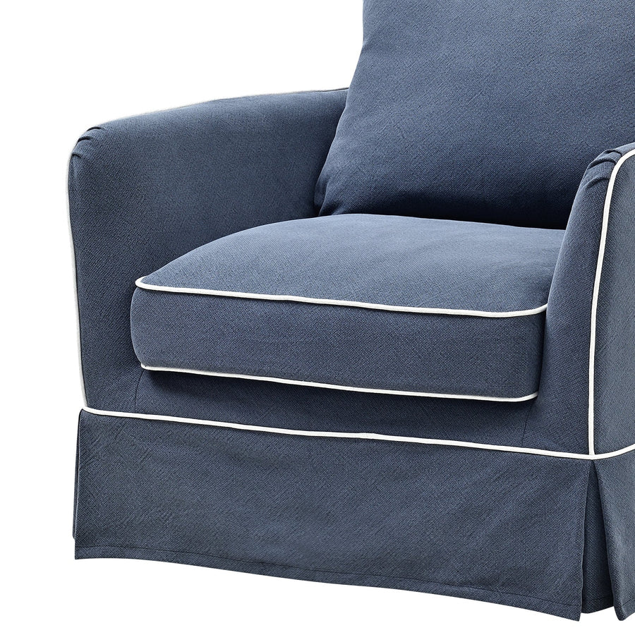 Hamptons Contemporary Armchair Removable Cover - Navy