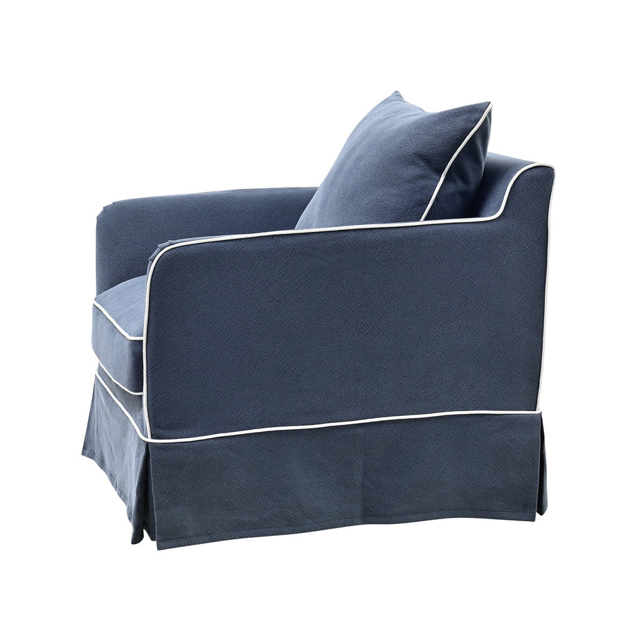 Hamptons Contemporary Armchair Removable Cover - Navy