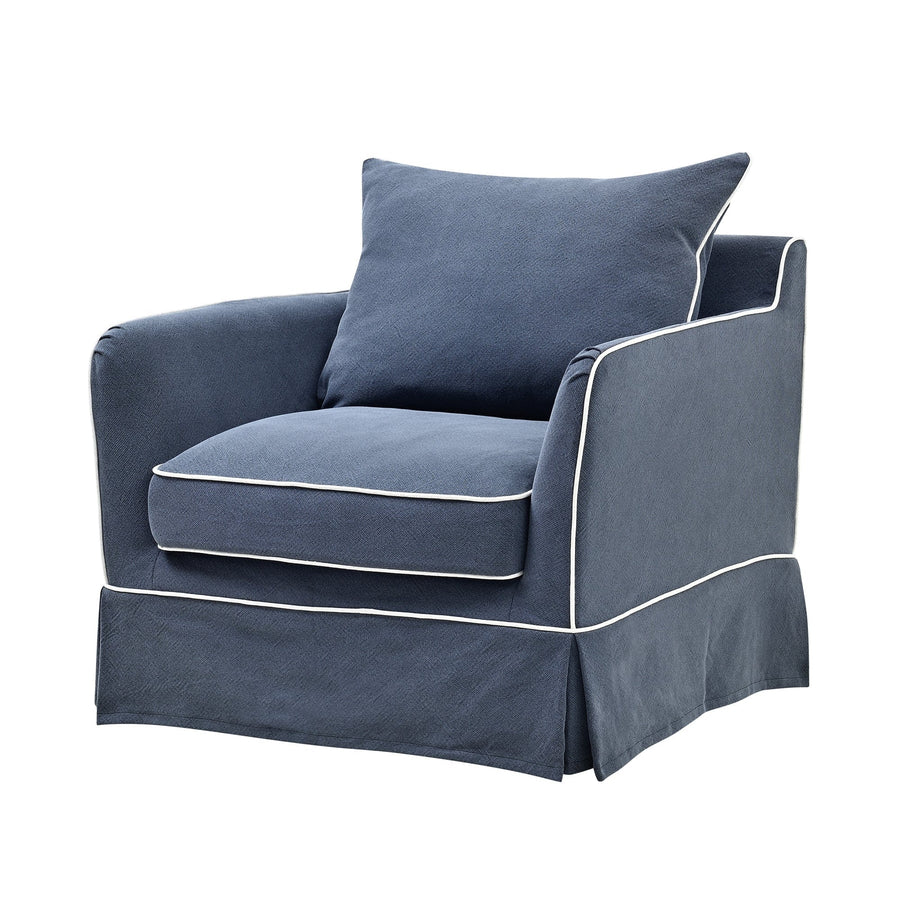 Hamptons Contemporary Armchair Removable Cover - Navy