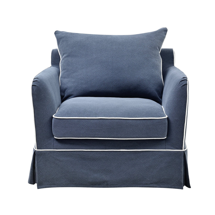 Hamptons Contemporary Armchair Removable Cover - Navy