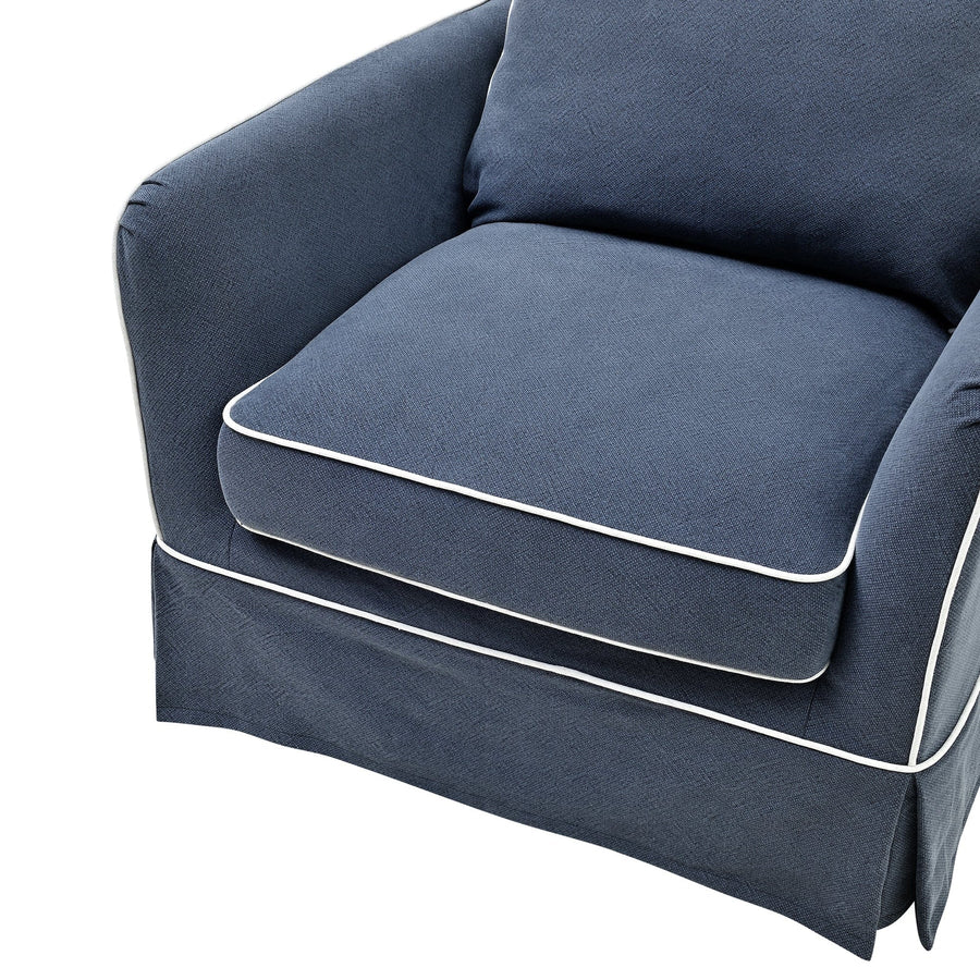 Hamptons Contemporary Armchair Removable Cover - Navy