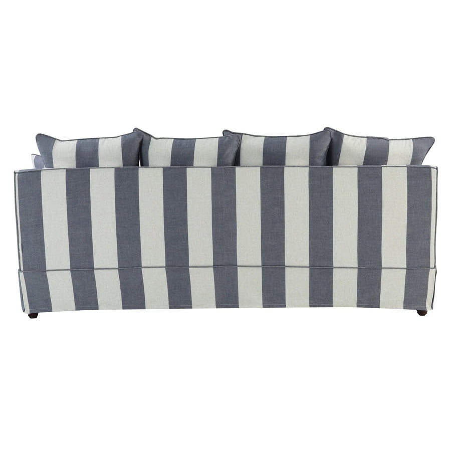 Hamptons Contemporary Three Seater Slip-Cover Sofa Bed - Denim Blue & Off-White Striped