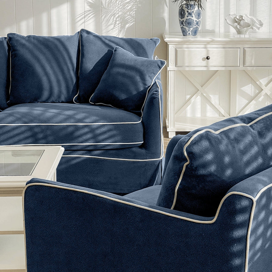 Hamptons Contemporary Two Seater Removable Cover - Navy