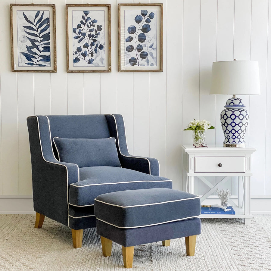 Hamptons Navy Ottoman