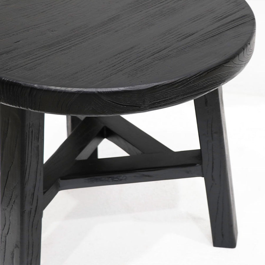 Handmade Medium Round Nesting Peasant Coffee Table - Black