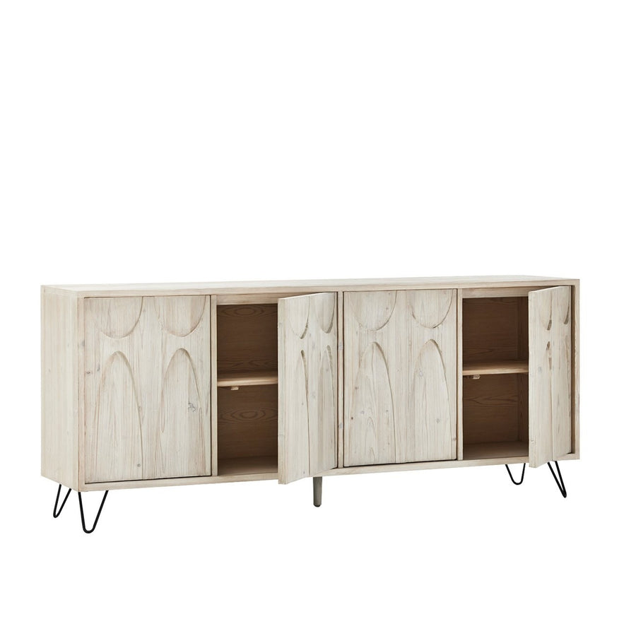 Laguna Beach Recycled Pine Four Door Sideboard - Grey White