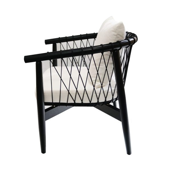 Lattice Rope Occasional Chair - Ivory & Black