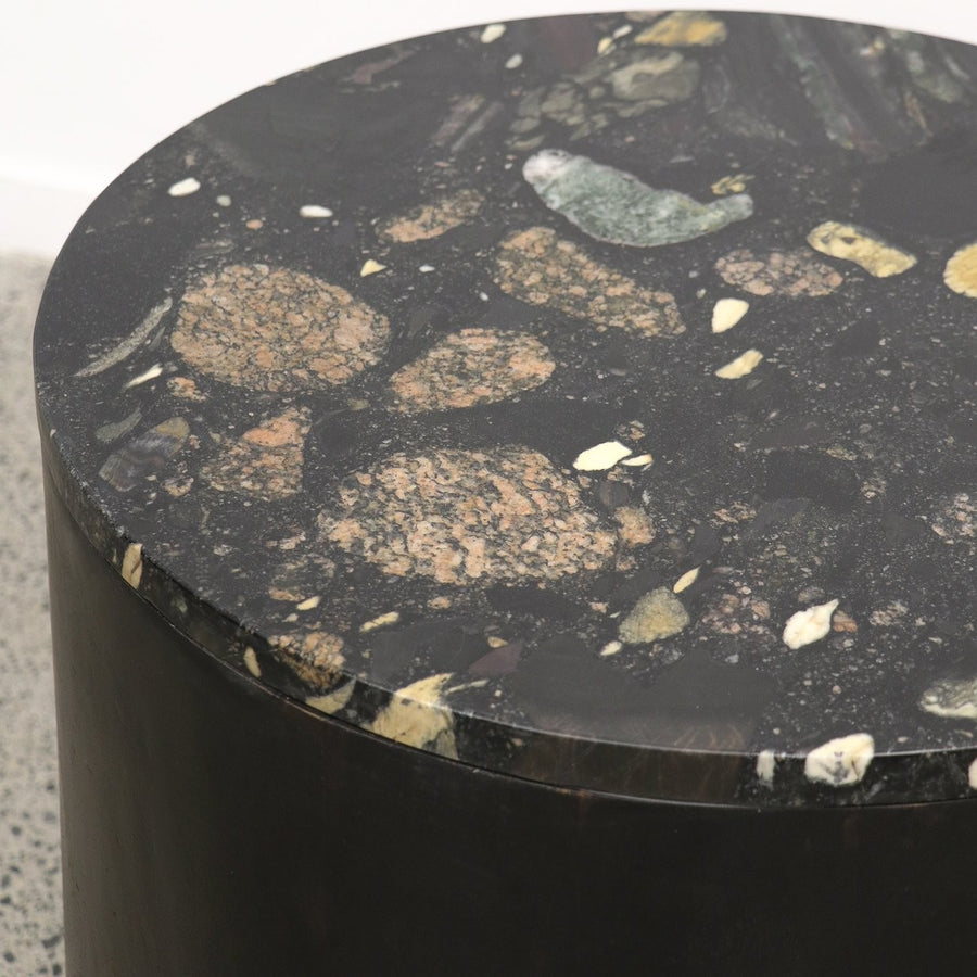 Marble Top Coffee Table - Pebble & Black