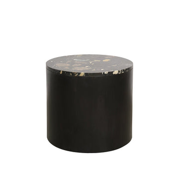 Marble Top Side Table - Pebble & Black