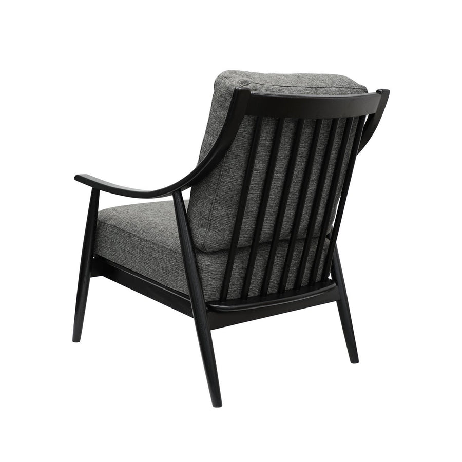 Mid-Century Oak Armchair - Dark Grey & Black