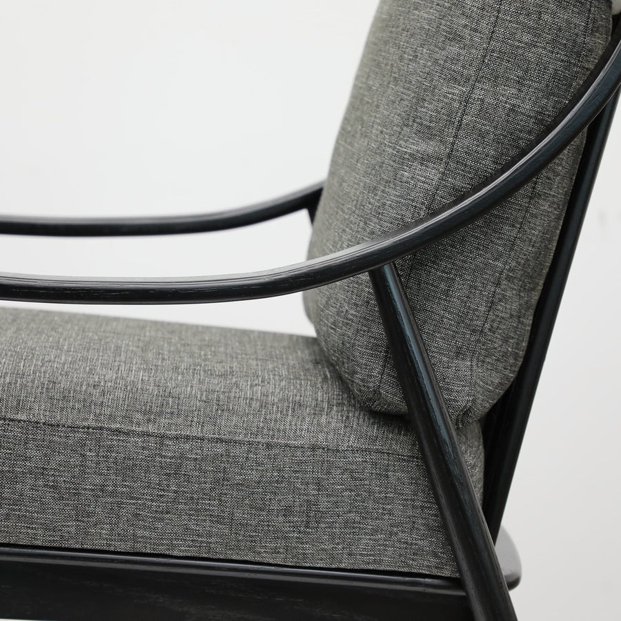 Mid-Century Oak Armchair - Dark Grey & Black