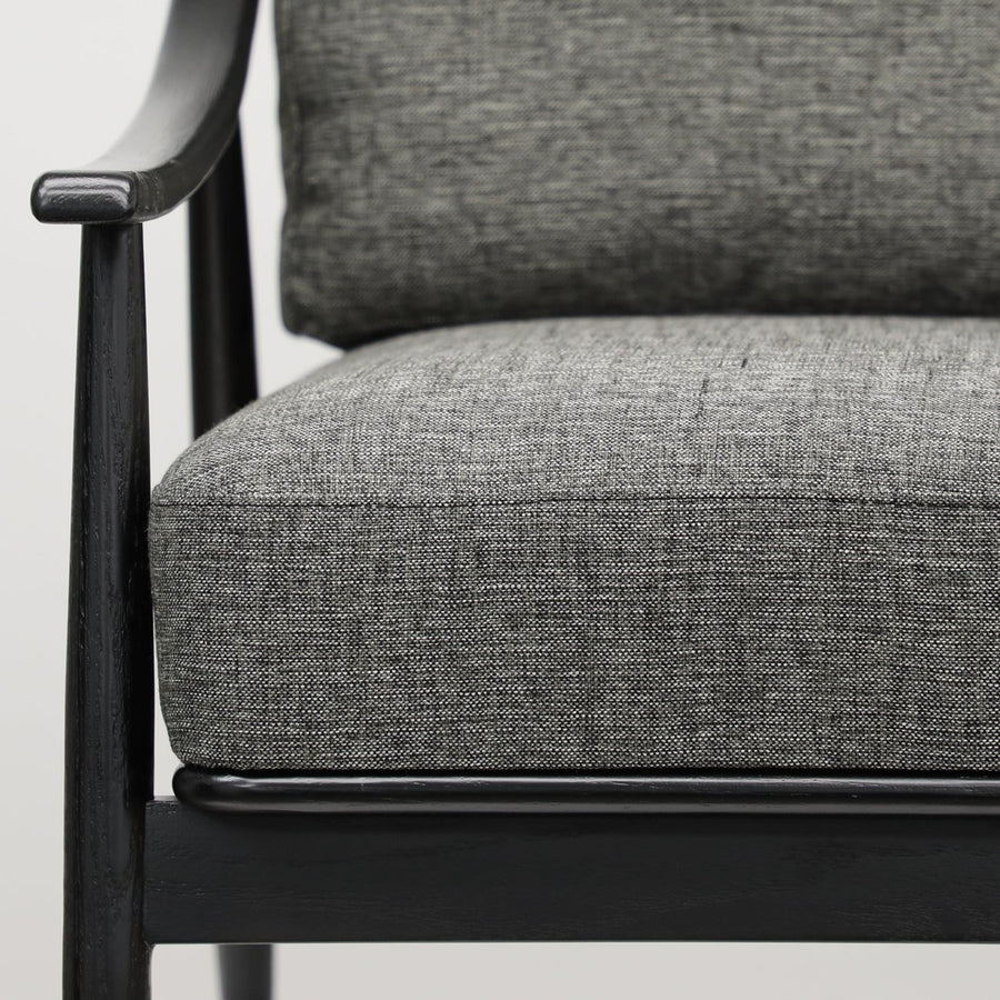 Mid-Century Oak Armchair - Dark Grey & Black