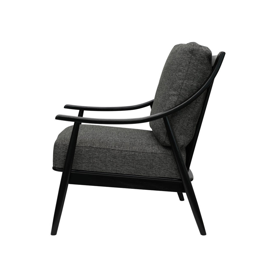 Mid-Century Oak Armchair - Dark Grey & Black