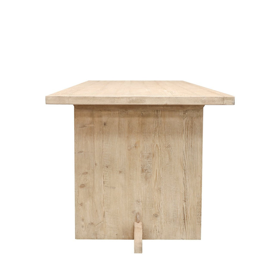 Minimalist Recycled Pine Dining Table 180cm - Natural Grey Wash